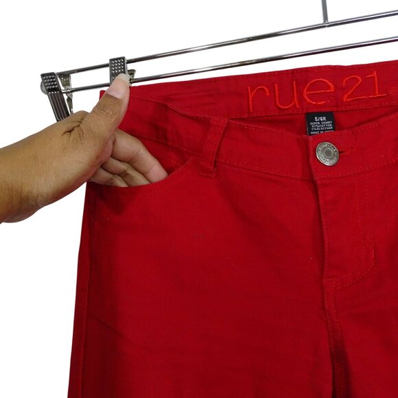 Rue21 Red Super Skinny Jeans Juniors Women Size 5-6 Regular Pockets - Picture 2 of 10